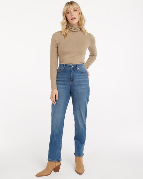 Super High-Rise Medium Wash Ankle Jean with Straight Leg - Petite