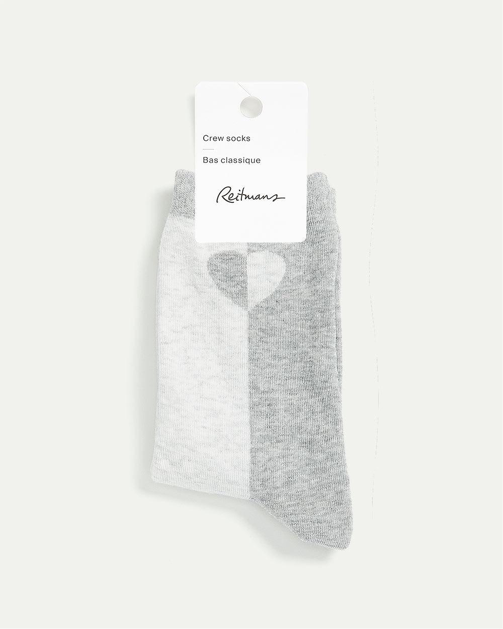 Two-Tone Pattern Cotton Socks with Heart at Hem