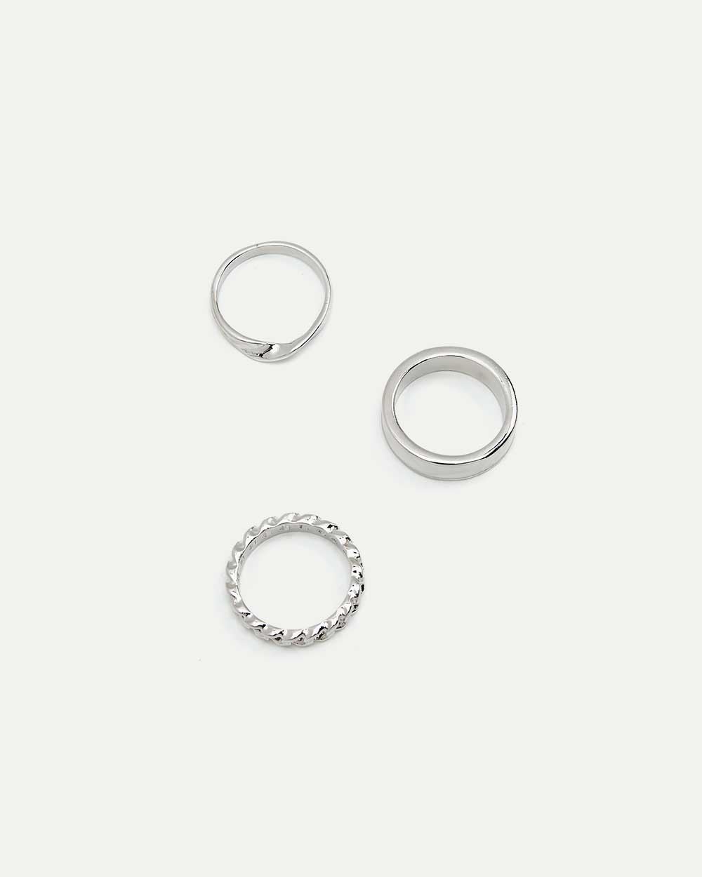 3-Pack Ring Set with Enamel Accents