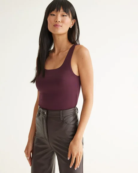 Double Layer Sculpting Tank with Square Neckline, R Essentials
