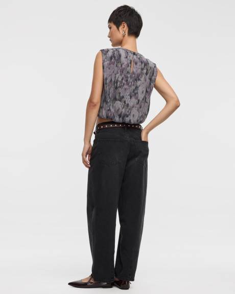 Crew-Neck Plissé-Knit Tank