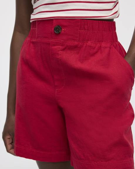 Linen-Blend Shorts with Elastic Waistband