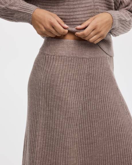 Ribbed A-Line Midi Sweater Skirt