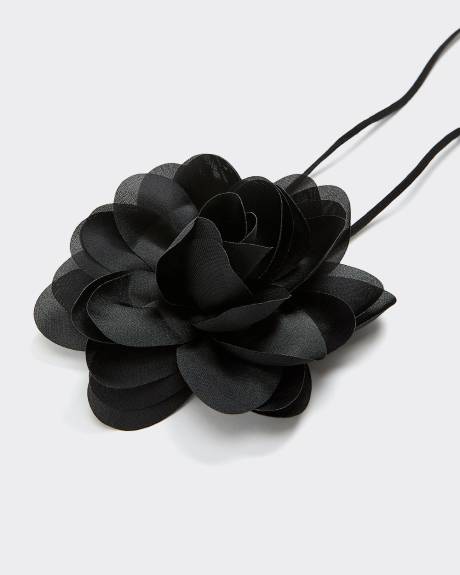 Chiffon Flower on Short Cord Necklace