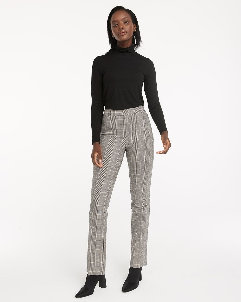 High-Rise Solid Pants with Straight Leg, The Iconic