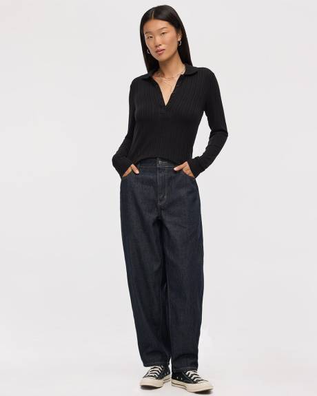 Jeans taille haute à jambe ballon - Petite