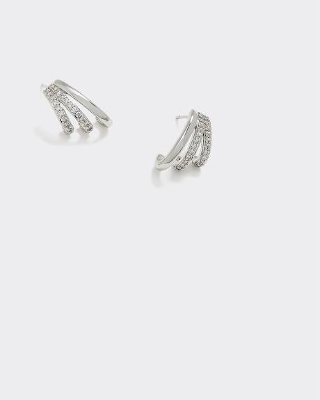 Three-Layer Earrings with Rhinestones