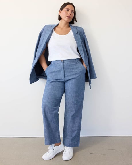 Straight-Leg Ankle Chambray Pant