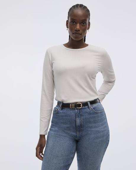 Long-Sleeve Crew-Neck Ribbed Tee - R Essentials