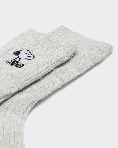 Winter Socks with Snoopy at Hem