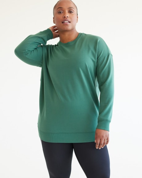 Long-Sleeve French Terry Tunic with Crew Neckline - Hyba