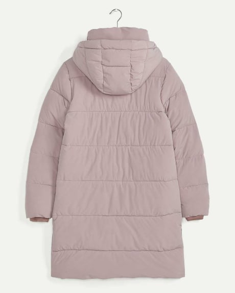 Hooded Mock Neck Quilted Coat