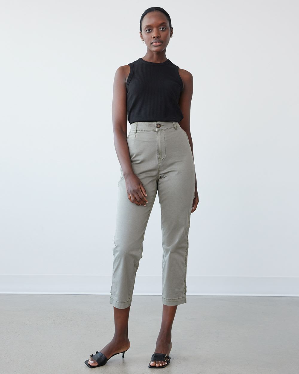 Straight-Leg High-Rise Twill Ankle Pant - Tall