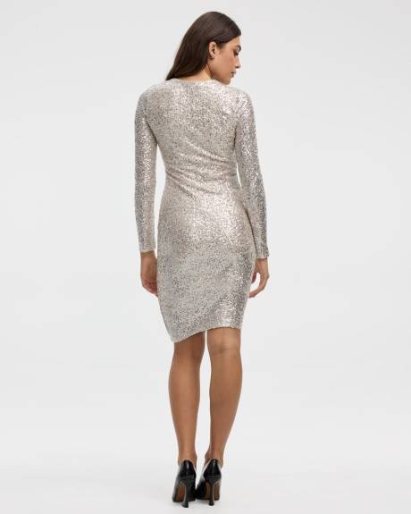 Long-Sleeve Mini Bodycon Sequins Dress