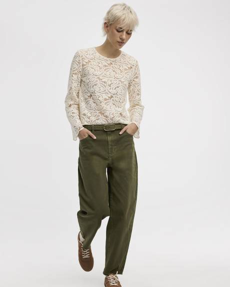 Pantalon taille haute à jambe ballon