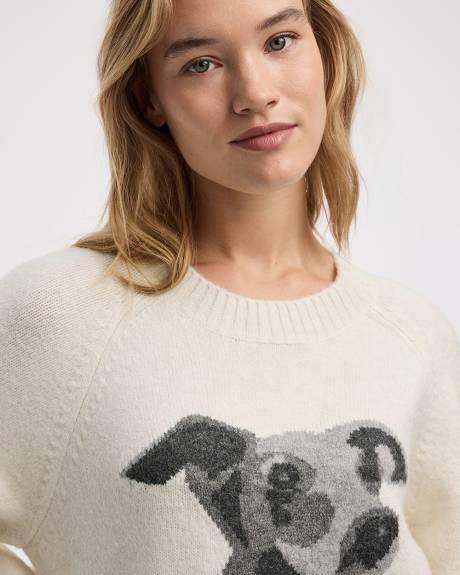 Pull à manches longues et col rond avec chien