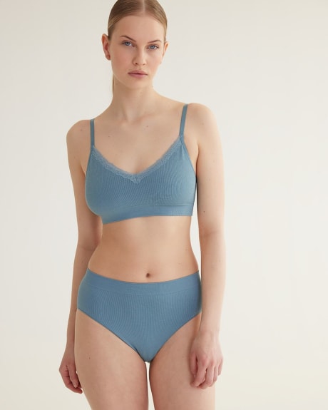 Camille Ribbed Seamless Bralette with Lace Trim