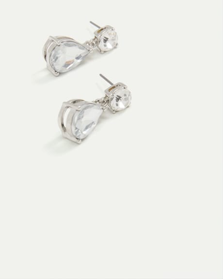 Stud Earrings with Pear-Shaped Pendants
