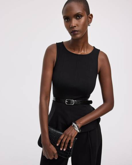 Sleeveless Boat-Neck Peplum Top