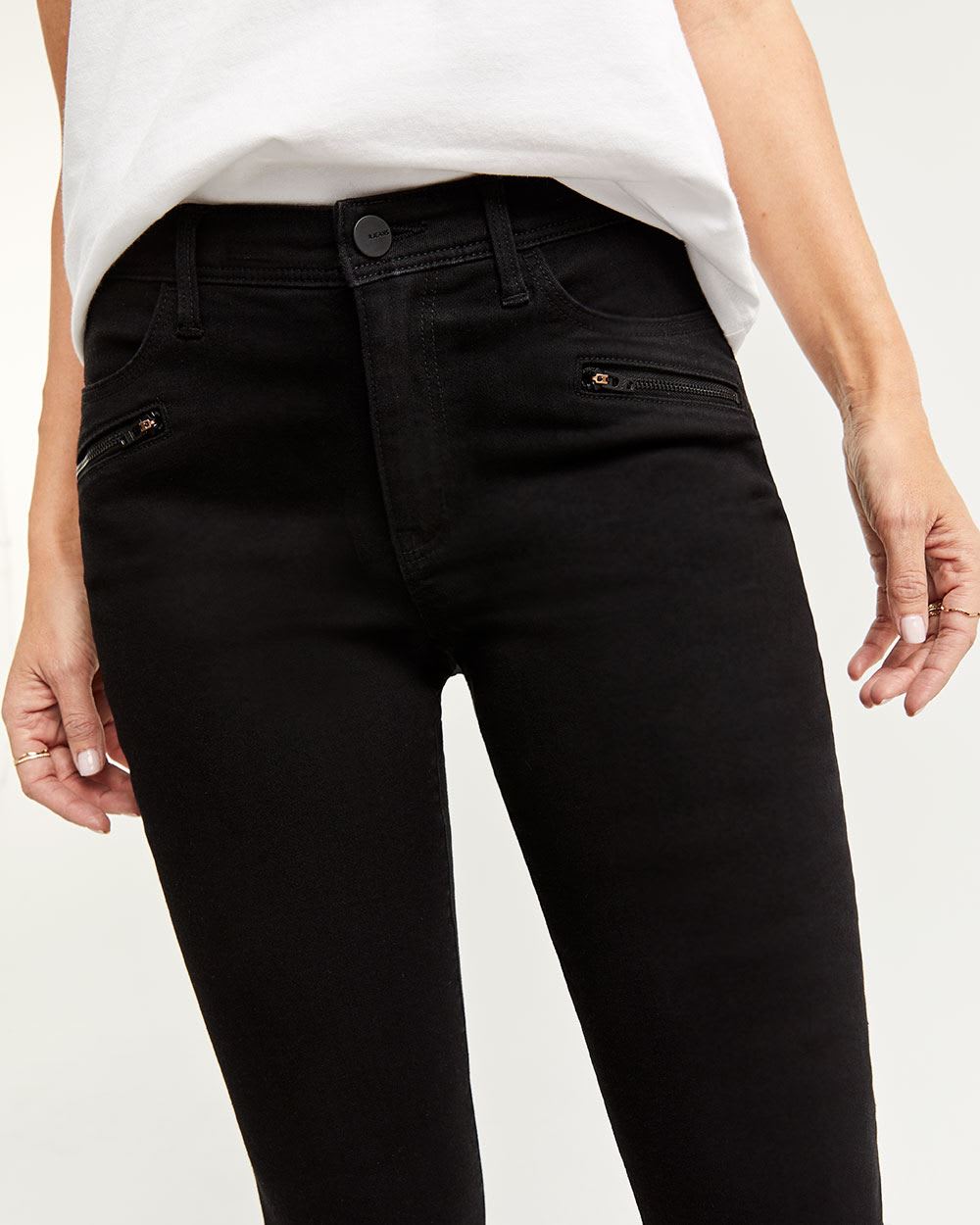 black skinny zipper jeans