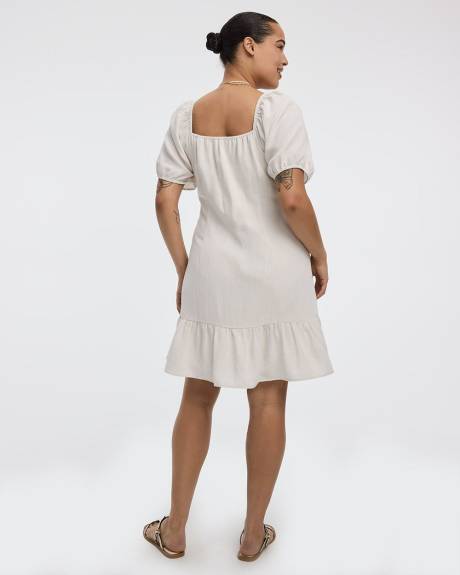 Short-Puffy-Sleeve Dress with Sweetheart Neckline