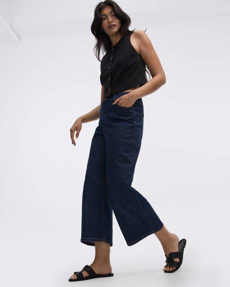 Wide-Leg High-Rise Cropped Jean - Petite