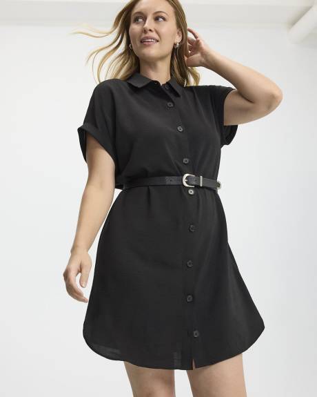 Robe à boutonner à manches courtes et col chemisier