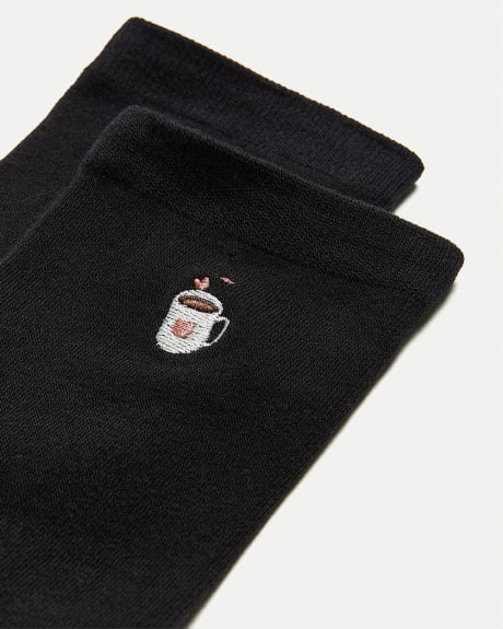 Cotton Socks with Cup of Coffee at Hem