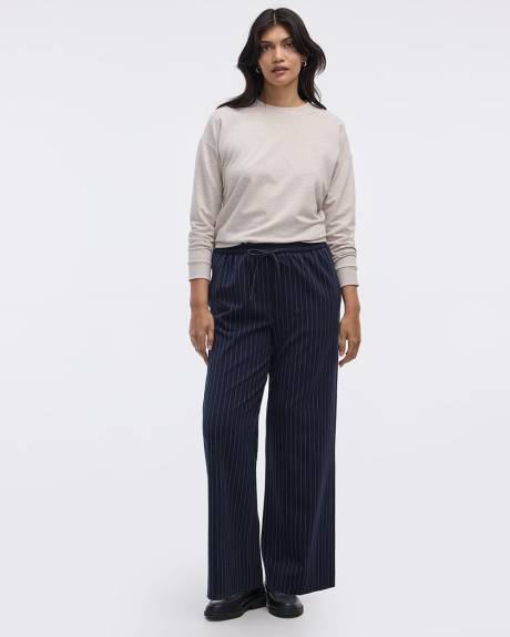 Striped Wide-Leg High-Rise Pant with Elastic Waistband - The Timeless
