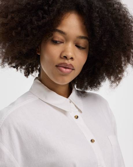 Long-Sleeve Linen-Blend Shirt