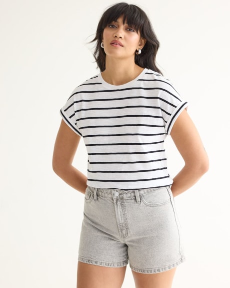 Crew-Neck Tee with Short Dolman Sleeves