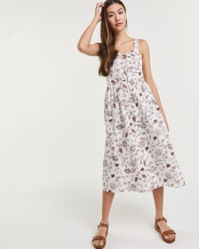 Sweetheart Neckline Fit and Flare Printed Midi Dress