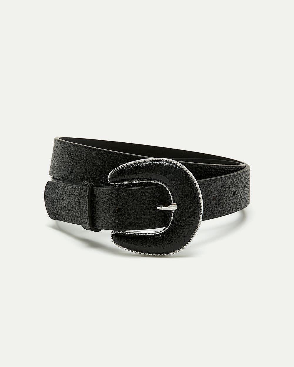Belt with Faux-Leather Covered Buckle