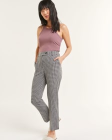 High Rise Gingham-Printed Ankle Pants