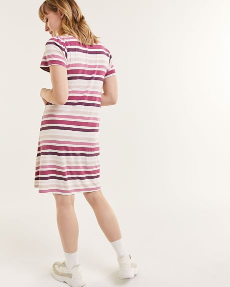 Striped V-Neck Swing Dress