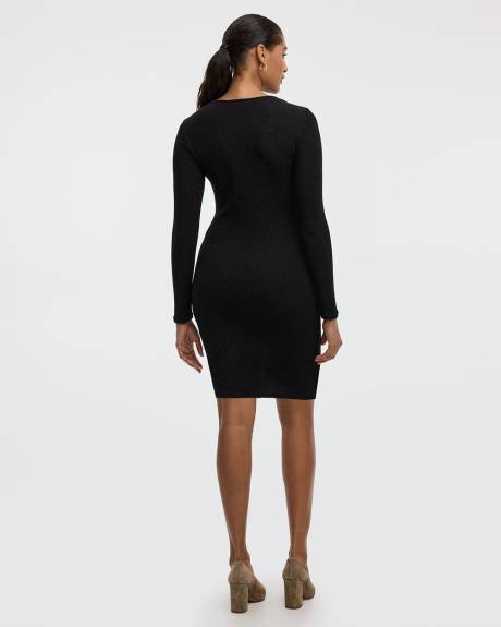 Long-Sleeve Mini Bodycon Shimmery Dress