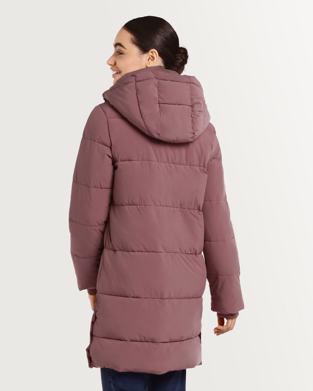 Hooded Mock Neck Quilted Coat