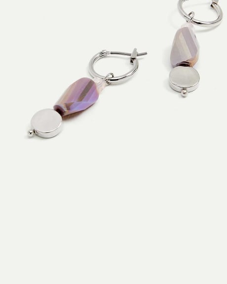 Hoop Earrings With Purple Stone