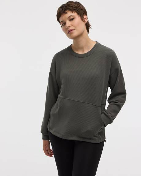 Long-Sleeve Crew-Neck Ottoman Pullover - Hyba