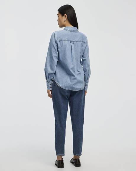 Chemise en denim &agrave; manches longues avec poches utilitaires