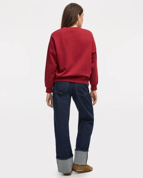 Pull en molleton à manches longues et col rond