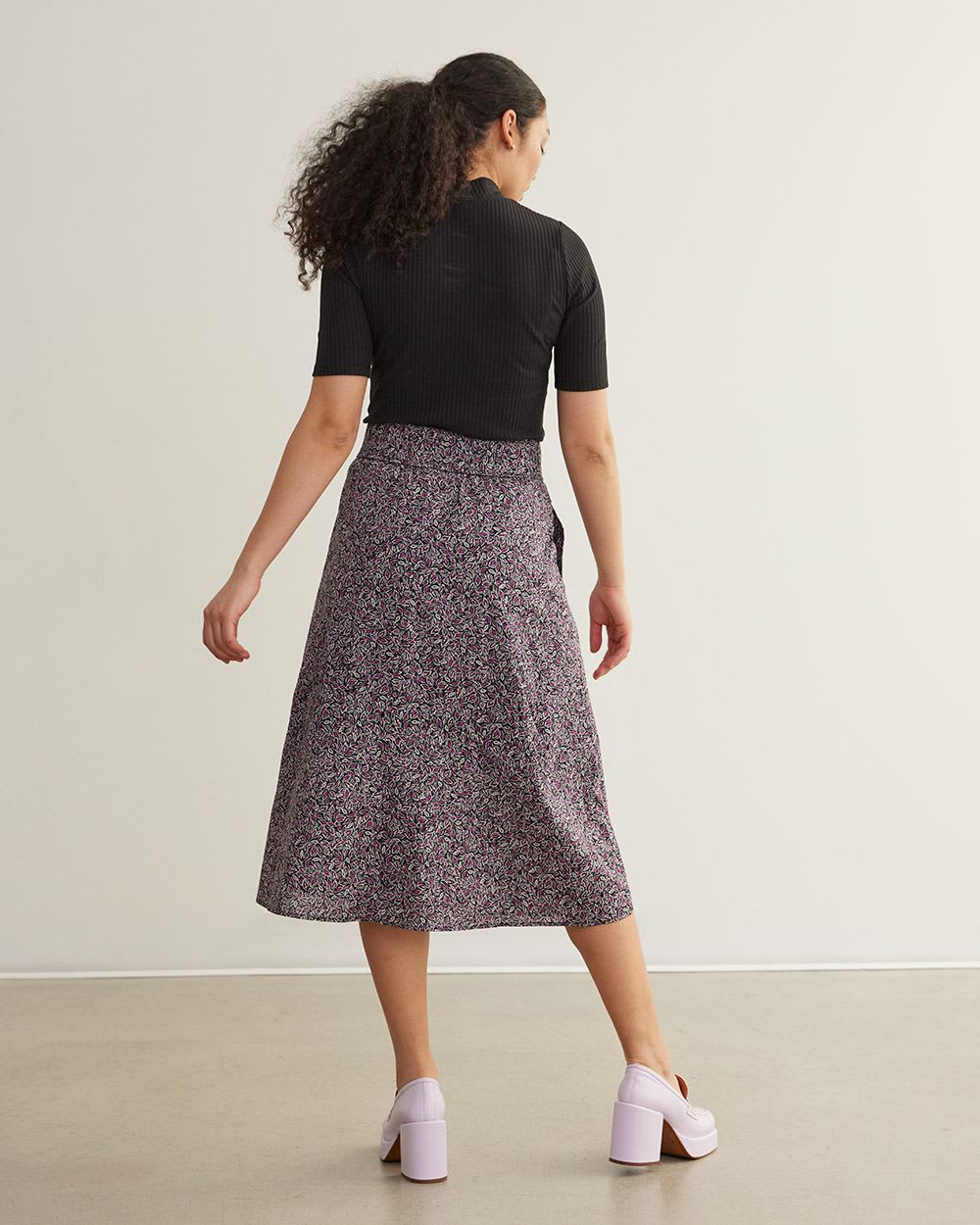 Pleated Cotton Midi Skirt