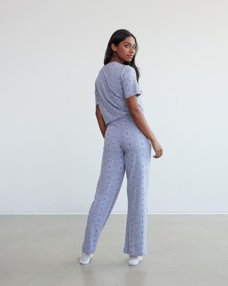 Pantalon de pyjama en coton à jambe droite, R Line