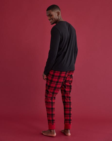 Men's Cotton Pyjama Set with Long-Sleeve Top and Jogger