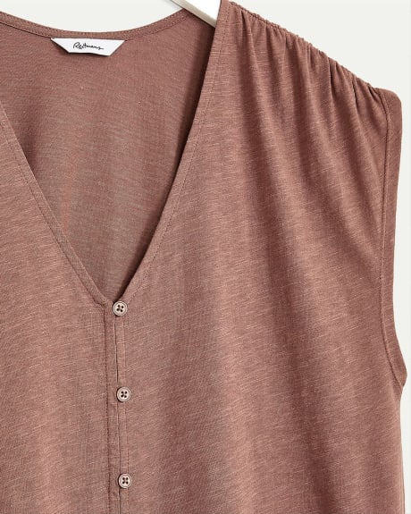 Buttoned-Down Extended-Sleeve Top