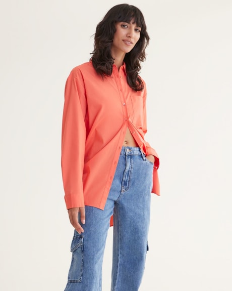 Buttoned-Down Poplin Shirt with Long Sleeves