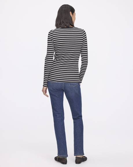 Striped Long-Sleeve Crew-Neck Ribbed T-Shirt