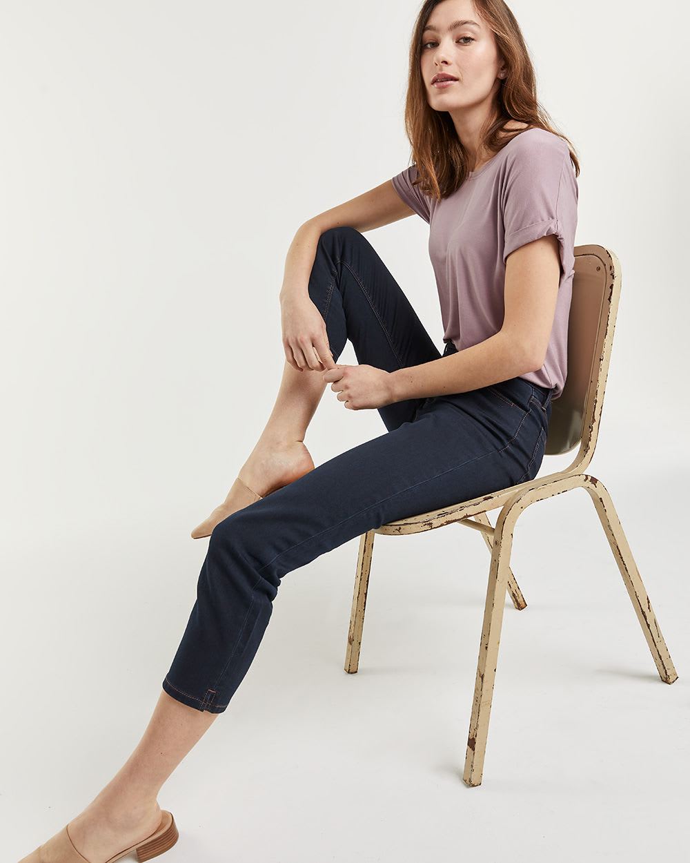 Dark Wash High Rise Cropped Skinny Jeans The Signature Soft