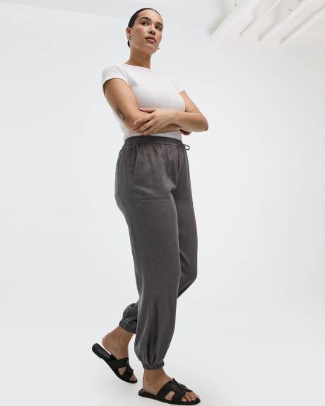 Pantalon jogger en mélange de lin