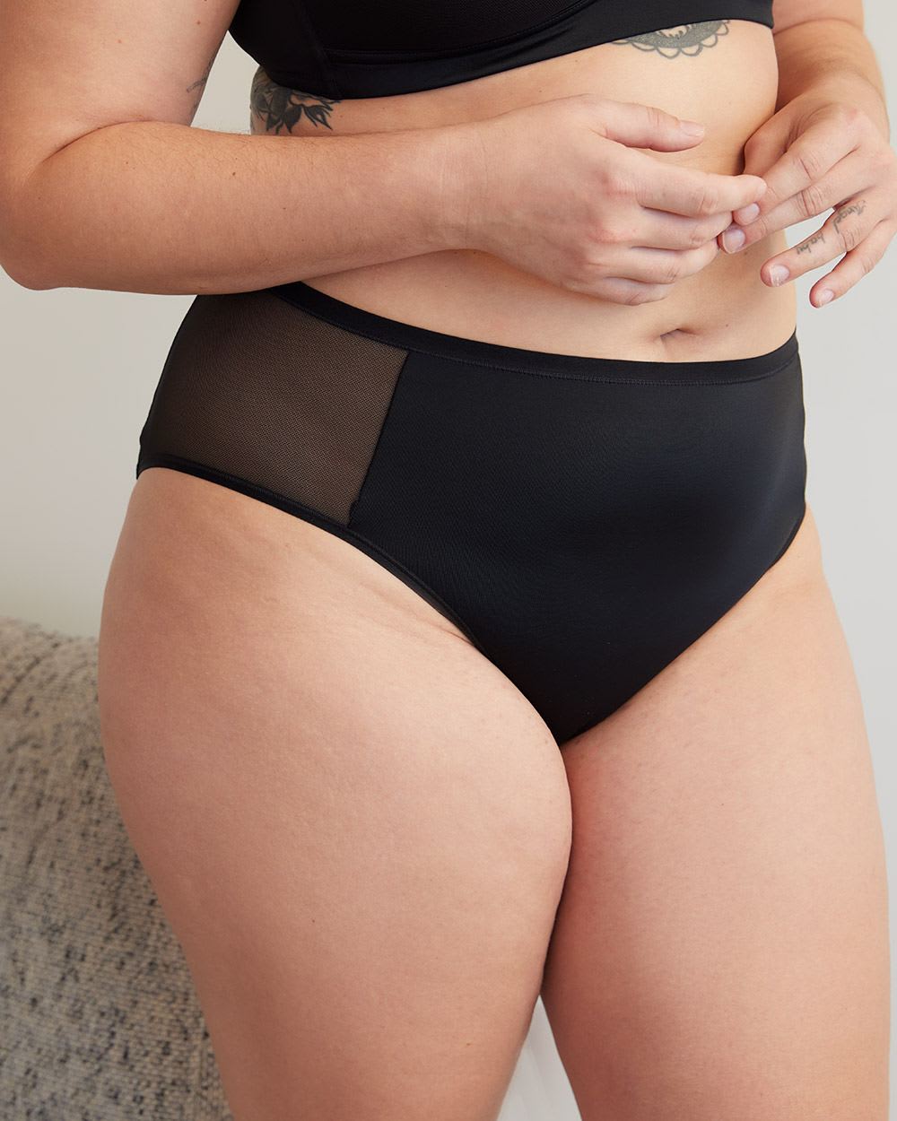 Full Brief Panties with Mesh Inserts